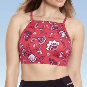 NWOT Beach Betty Floral High Neck Lace Up Bikini Top Size 1X